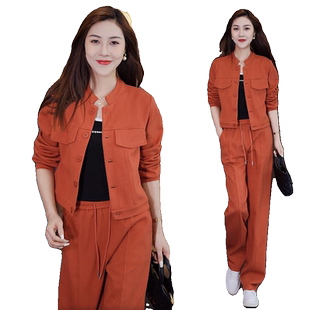 春季休闲运动套装女小个子2026今年流行新款时尚高端阔腿裤两件套