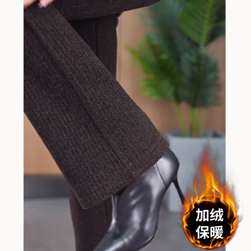咖色毛呢微喇裤女士加绒
