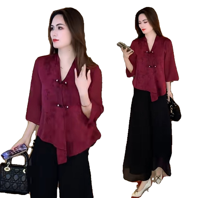 新中式衬衫女装夏季时尚气质