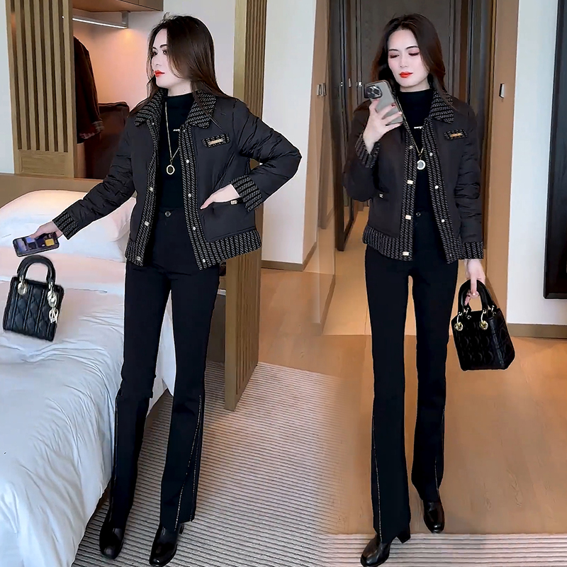 黑色羽绒棉服女冬季小棉袄