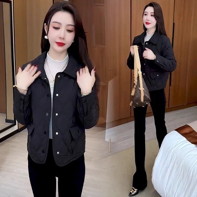 轻薄菱格羽绒棉服女秋冬