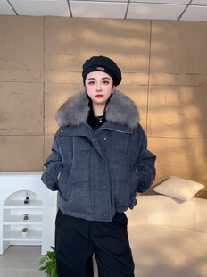 2026新款女士秋冬羊绒白狐狸毛领皮草保暖鹅绒羽绒服外套