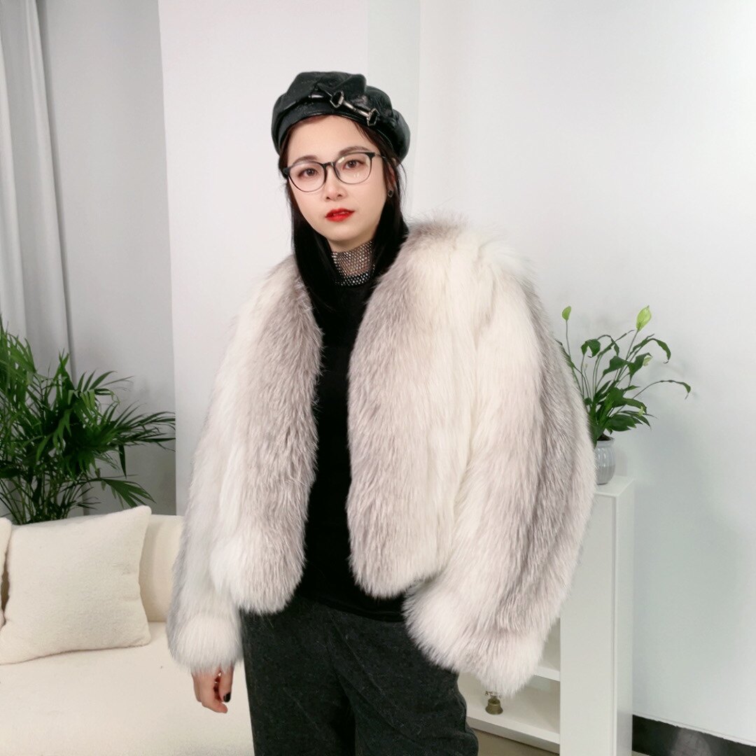 2024女装秋冬狐狸毛皮草大衣短款整皮狐狸毛稀有特殊狐狸毛外套