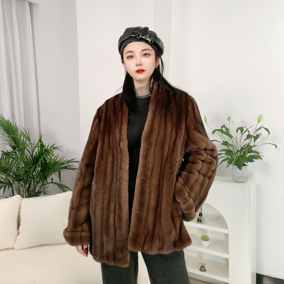 沵弗Mifu 新款女士秋冬丹麦哥本哈根小母貂裘皮抽刀貂皮大衣外套