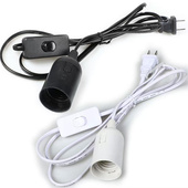 E27 E14带线灯头插座二扁插头电源线带开关吊灯螺口灯头灯座悬吊