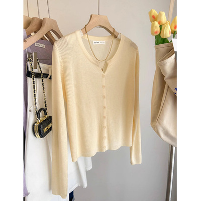 针织衫开衫女韩系V领薄款长袖