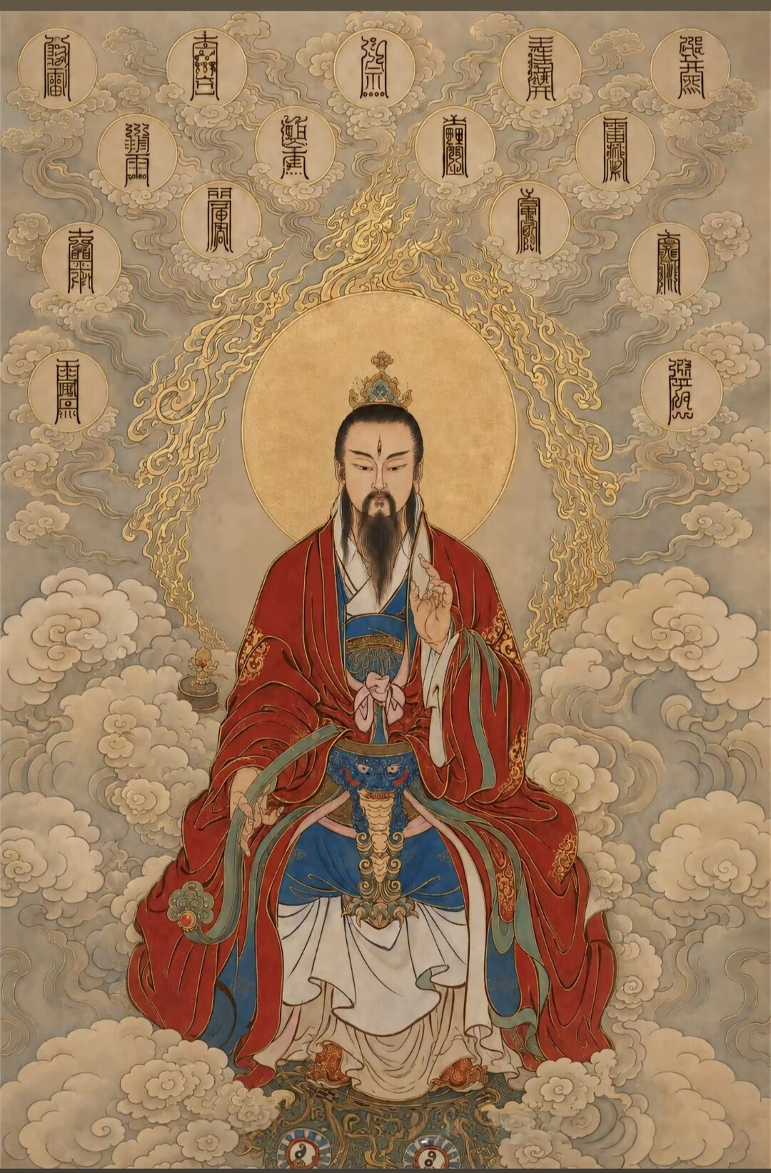 国画纯手绘人物九天应元雷声普化天尊雷祖文相画像手绘尺寸50*100