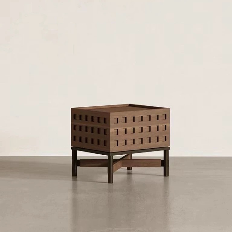 意式复古床头柜家用卧室收纳柜实木创意柜子高档沙发边几置物柜子