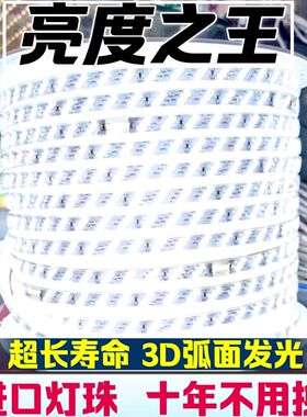 led灯带220V2835三排超亮家用吊顶KTV商场室内外防水超亮照明灯带