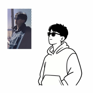 手绘卡通Q版情侣头像插画私人定制照片肖像漫画约稿黑白壁纸设计