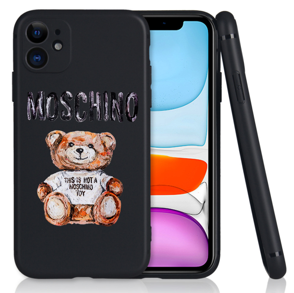 MOSCHINO iPhone13 pro max适用于苹果手机壳油画小熊12 11 mini 14 15 16 ultra plus 17 air