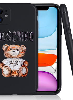 MOSCHINO iPhone13 pro max适用于苹果手机壳油画小熊12 11 mini 14 15 16 ultra plus 17 air