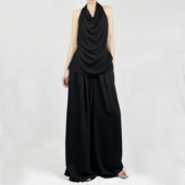 解余 压褶阔腿裤 JIEYU 设计感荡领挂脖绑带背心