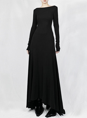 解余 JIEYU 2025春季新款气质收腰显瘦一字肩连衣裙女