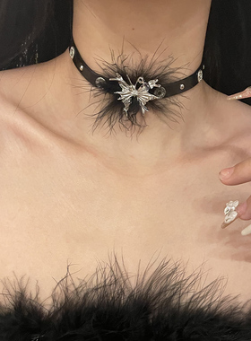 女毛绒蝴蝶项圈高级感项链choker