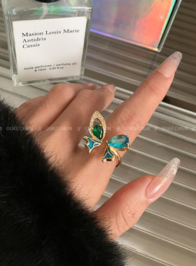 超仙气质蝴蝶开口可调节戒指女