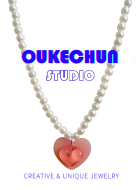 粉色爱心珍珠项链多巴胺饰品女