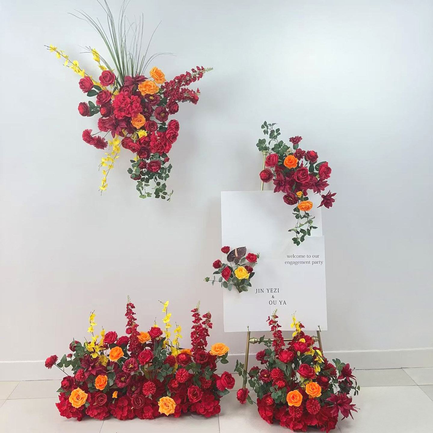 新款婚庆地排花迎宾花场景布置