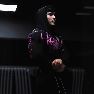 Breathedivinity男士运动健身连帽紧身衣卫衣半拉链速干弹力长袖