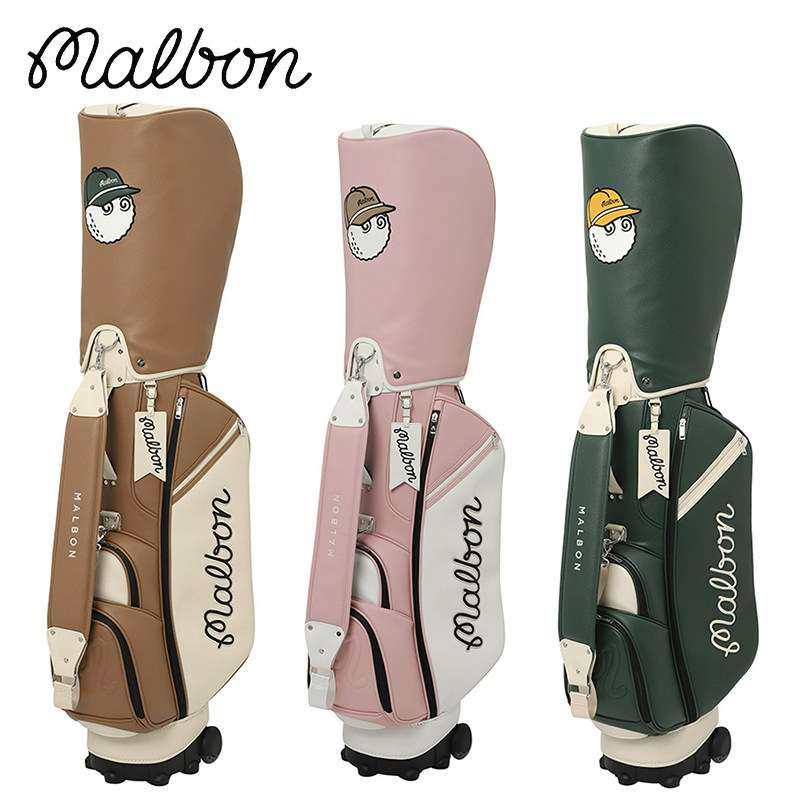 Malbon正品韩国新款高尔夫球包男女经典款拉轮包双帽球包PU防水