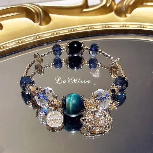 新款龙胆石水晶手链蓝砂石小香风甜心华丽宫廷法式奢华冷门