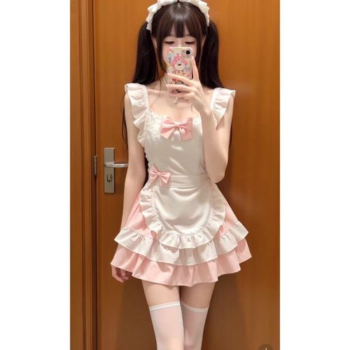 甜美可爱少女女仆装连衣裙短裙蓬蓬裙蛋糕裙蝴蝶结围裙套装女