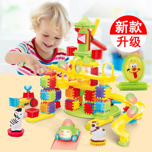 大颗粒积木玩具鬃毛积木刺刺猬拼插百变滑道益智3-6岁男女孩礼物