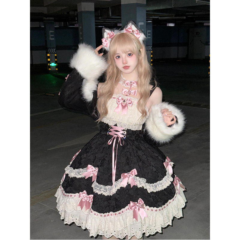 可爱少女毛绒绒lolita裙外套连衣裙洛丽塔秋冬季公主裙子洋装日常