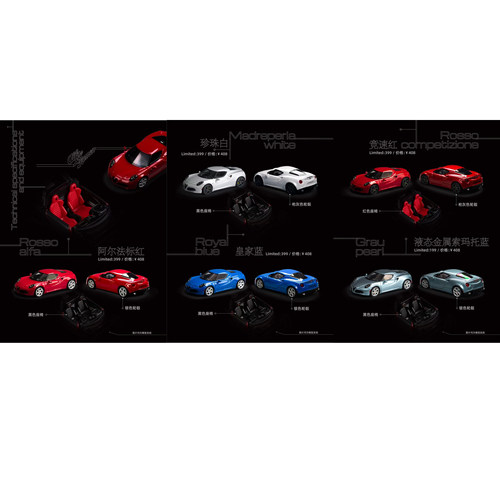 Cars Lounge 1:64 阿尔法罗密欧 Romeo 4C 树脂仿真汽车模型