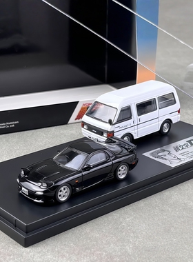 日本动漫社 1:64 Support Van 面包车 马自达RX7 头文字D汽车模型