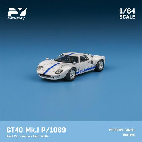 Findclassically 1:64 福特 GT40 MK I 白色街车版 合金汽车模型