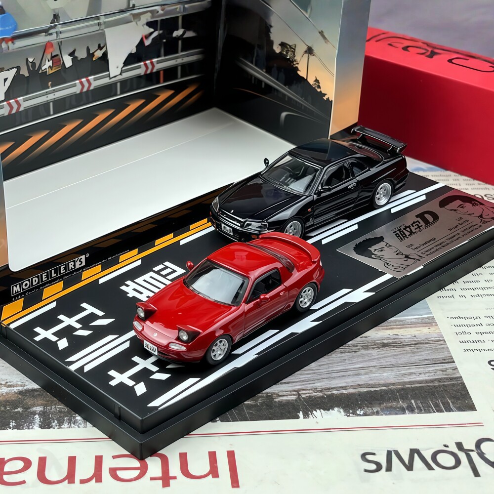 日本动漫社 1:64 马自达 NA6CE 尼桑 ER34 头文字D汽车模型