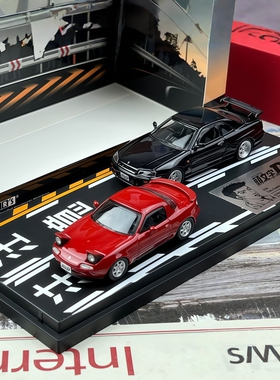 日本动漫社 1:64 马自达 NA6CE 尼桑 ER34 头文字D汽车模型