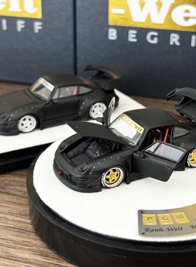 PGM 1:64 保时捷 RWB993 哑黑 合金全开 仿真汽车模型