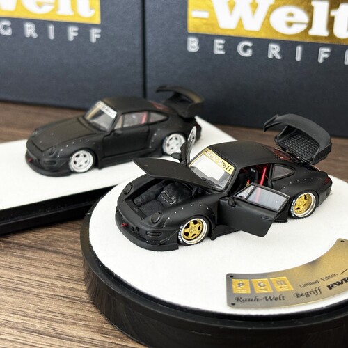 PGM 1:64 保时捷 RWB993 哑黑 合金全开 仿真汽车模型