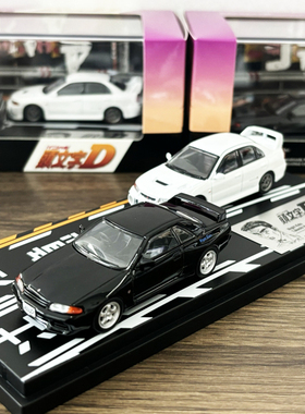 日本动漫社 1:64 尼桑 R32 & 三菱 CN9A iv 头文字D合金汽车模型