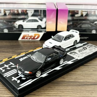 日本动漫社 1:64 尼桑 R32 & 三菱 CN9A iv 头文字D合金汽车模型