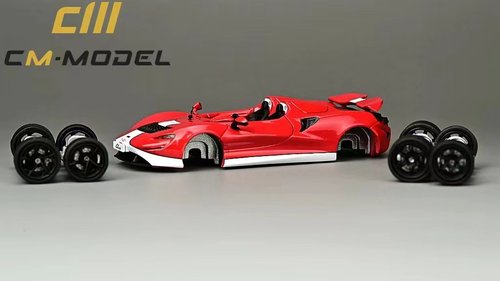 CM MODEL 1/64 迈凯伦 ELVA 红色 赠送一套轮子 合金汽车模型