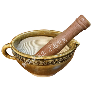 有耳花边大镭钵带棒从江老式辅食家用擂椒陶瓷研钵厨房手动捣蒜碗