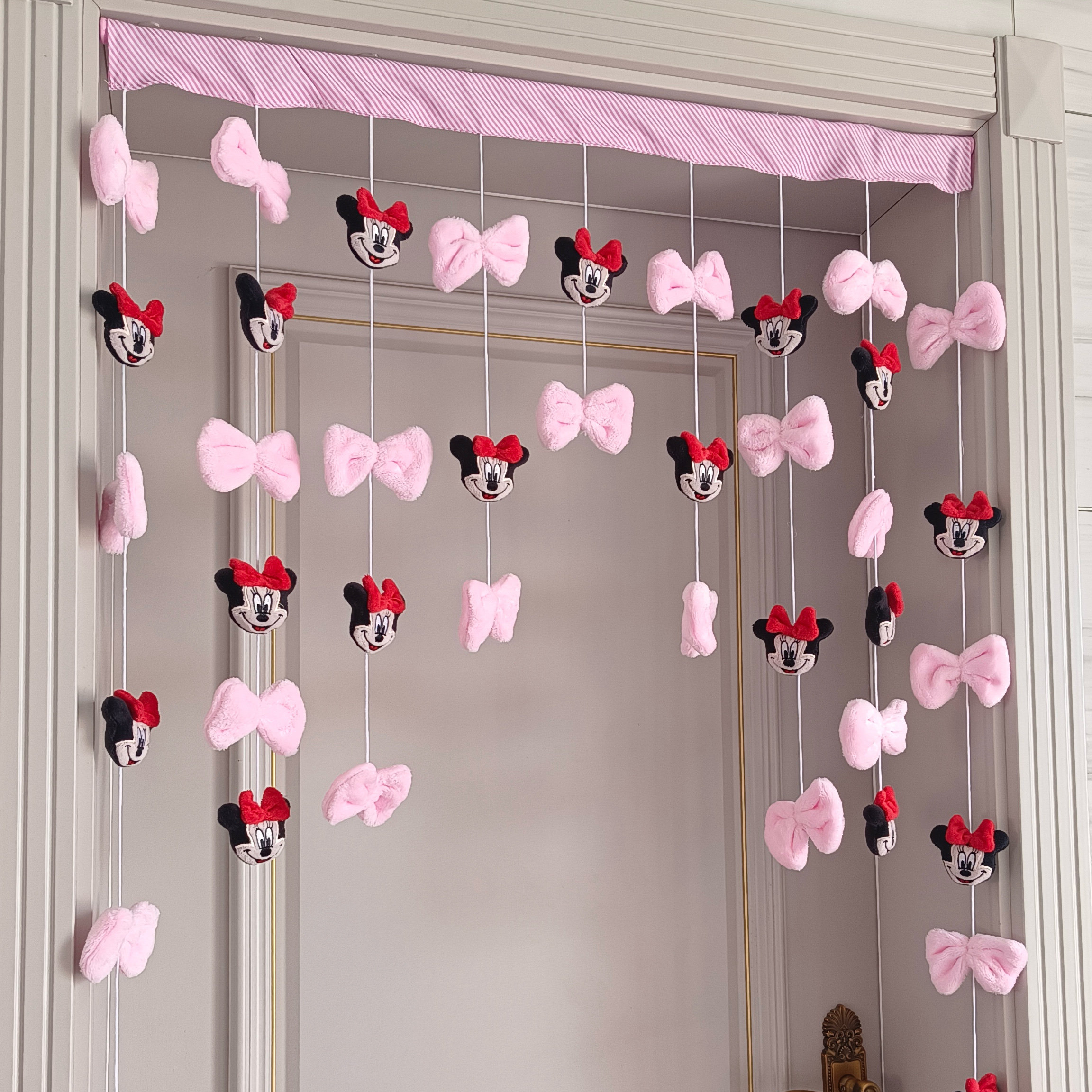 米妮门帘客厅隔断帘门上装饰品教室家用卡通帘少女心门帘网红款