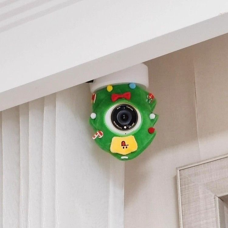 给监控器安排衣服!创意圣诞树摄像防偷窥圣诞装饰头套衣氛围感