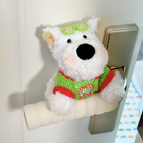 可爱西高地门把手圣诞系列可爱小狗门把手保护套入户防碰撞防静电