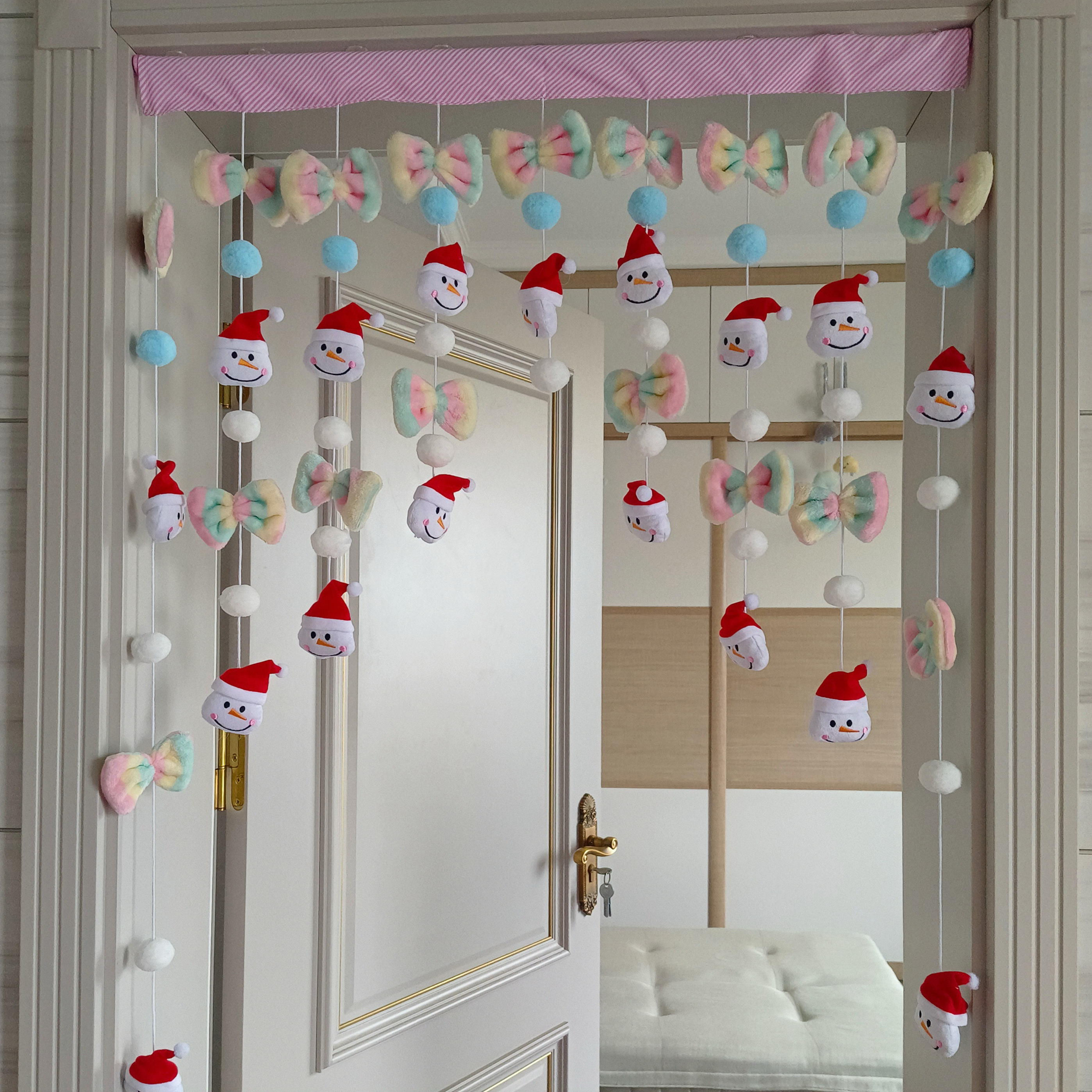 圣诞节装饰品圣诞老人雪人挂件门帘吊饰可爱圣诞节日门帘