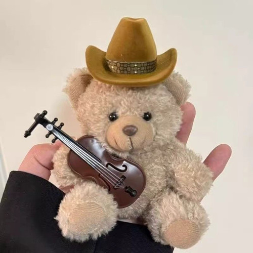 创意文艺风西高地小熊毛绒公仔戒指盒可爱卡通玩偶摆件收纳首饰盒