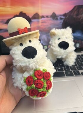 玫瑰花西高地毛绒小狗礼帽戒指盒浪漫表白惊喜送女友新年礼物