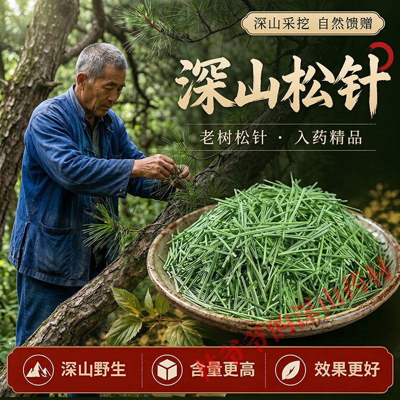 深山野生松针500g天然中药材纯松针全松针茶马尾松针叶泡茶中草药