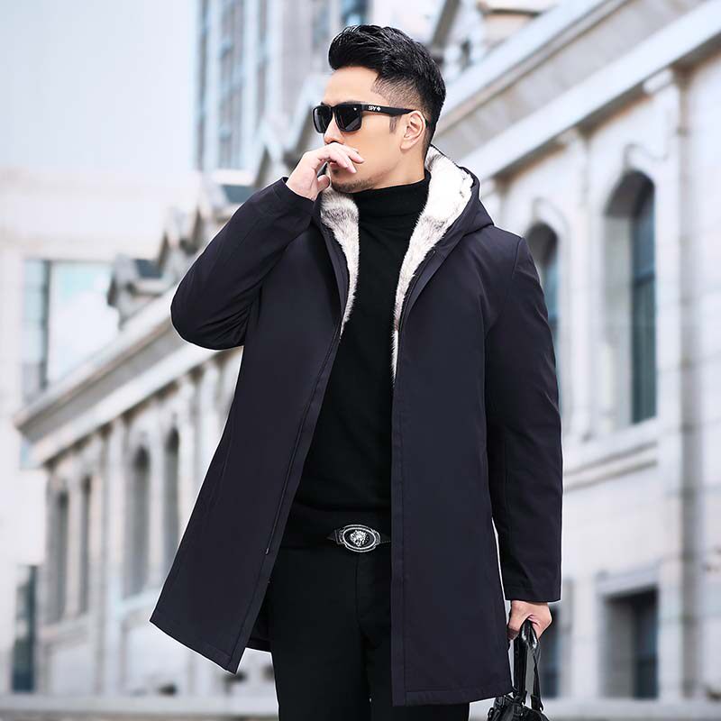 YP-PK2052男士水貂派克服外套休闲连帽皮草大衣尼克服中长款P5000图片