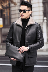 CQ2051冬季男式真皮皮衣水貂内胆皮夹克貂皮外套中长款皮克服P980图片