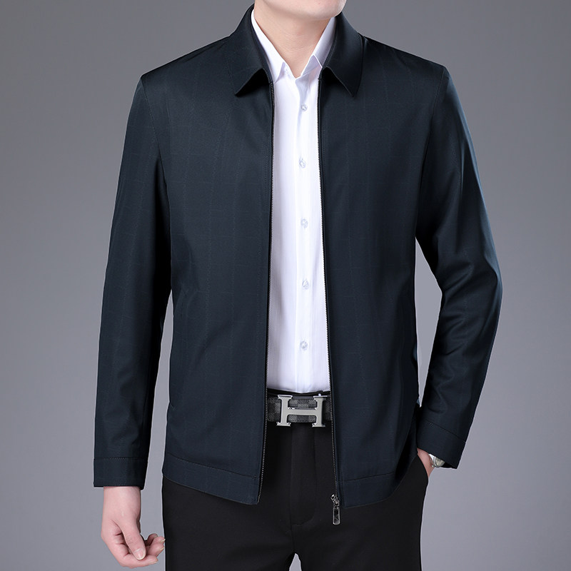 JB9881外套2023新款夹克衫男翻领拉链商务休闲男装中年爸爸装P155图片