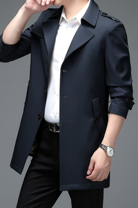 CY2128男士2021年秋季新款长袖外套休闲翻领青年中长款风衣P198图片